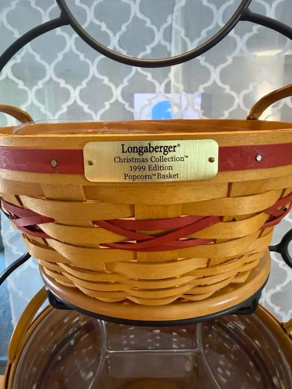 Longaberger 1999 Christmas Collection Basket Snowman Wrought Iron Stand